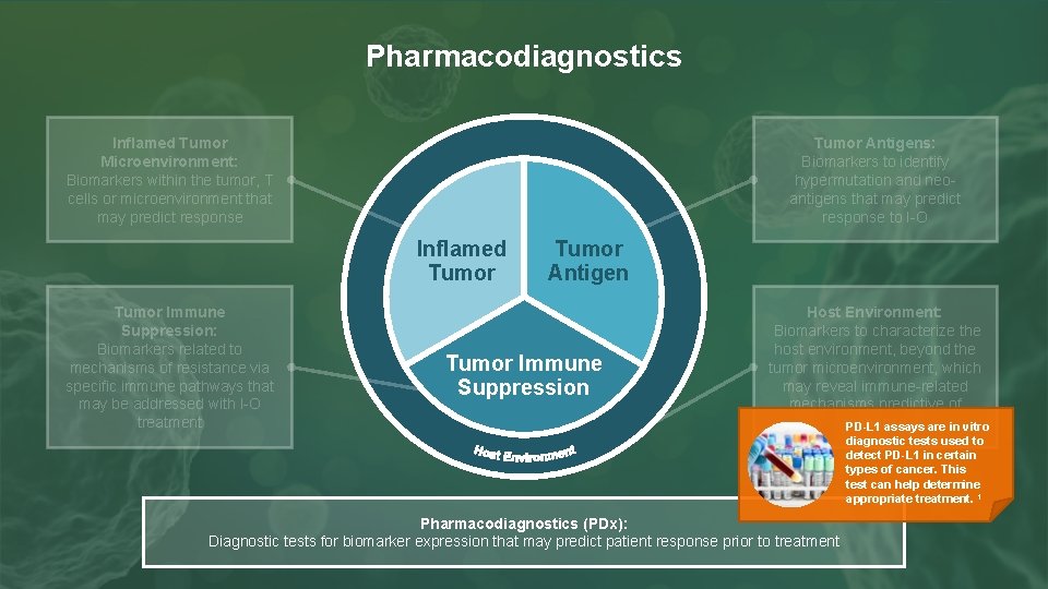Pharmacodiagnostics Inflamed Tumor Microenvironment: Biomarkers within the tumor, T cells or microenvironment that may