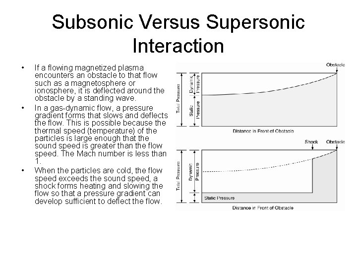 Subsonic Versus Supersonic Interaction • • • If a flowing magnetized plasma encounters an