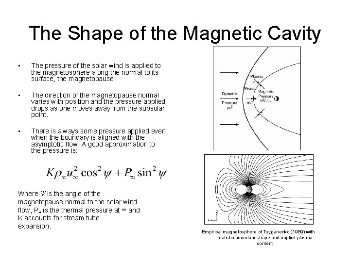 The Shape of the Magnetic Cavity • The pressure of the solar wind is