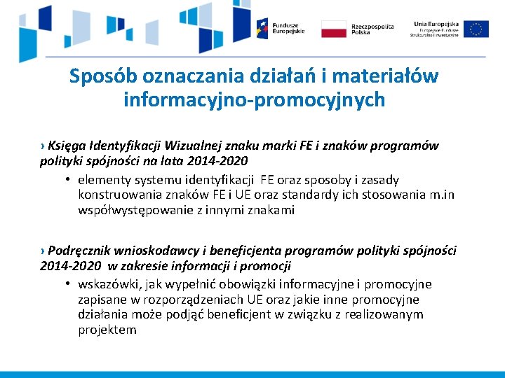 Sposób oznaczania działań i materiałów informacyjno-promocyjnych › Księga Identyfikacji Wizualnej znaku marki FE i