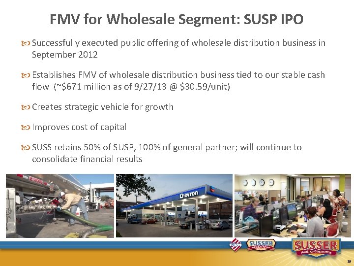 FMV for Wholesale Segment: SUSP IPO Successfully executed public offering of wholesale distribution business
