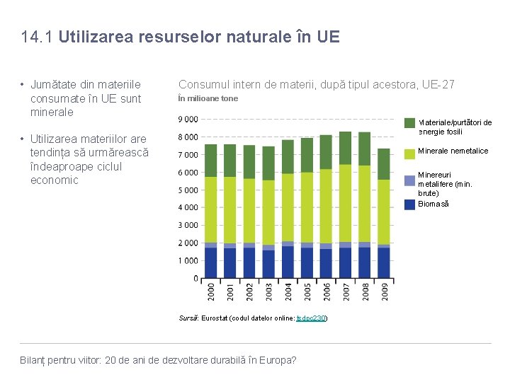 14. 1 Utilizarea resurselor naturale în UE • Jumătate din materiile consumate în UE