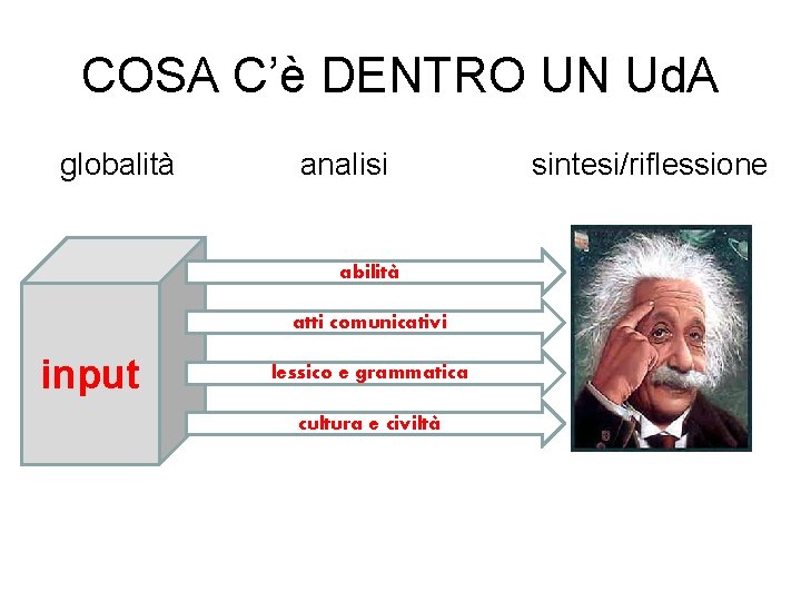 COSA C’è DENTRO UN Ud. A globalità analisi abilità atti comunicativi input lessico e