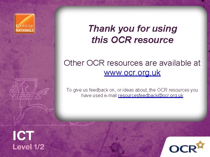 Thank you for using this OCR resource Other OCR resources are available at www. Thank you for using this OCR resource Other OCR resources are available at www.