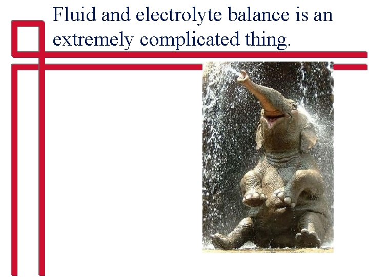 Fluid and electrolyte balance is an extremely complicated thing. 