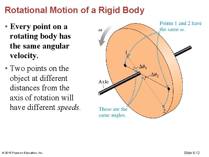 Rotational Motion of a Rigid Body • Every point on a rotating body has