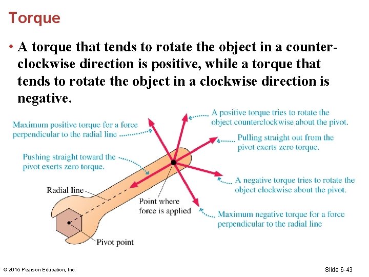 Torque • A torque that tends to rotate the object in a counterclockwise direction