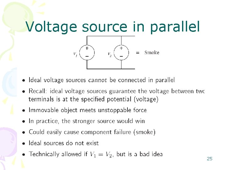Voltage source in parallel 25 
