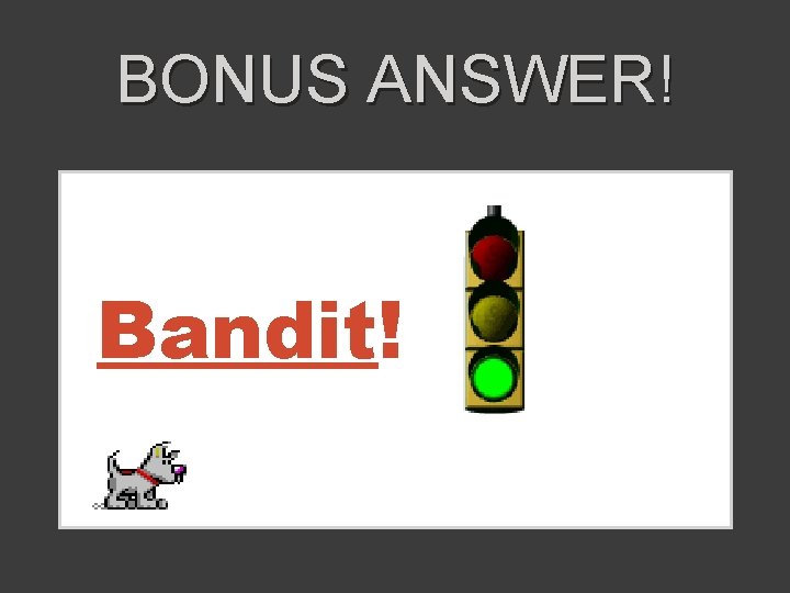BONUS ANSWER! Bandit! 