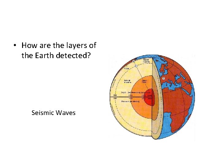  • How are the layers of the Earth detected? Seismic Waves 