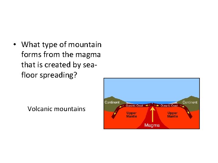  • What type of mountain forms from the magma that is created by