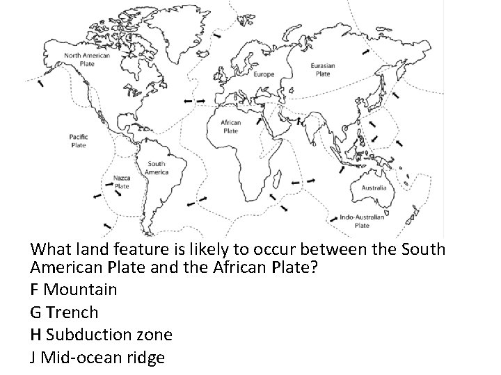 What land feature is likely to occur between the South American Plate and the