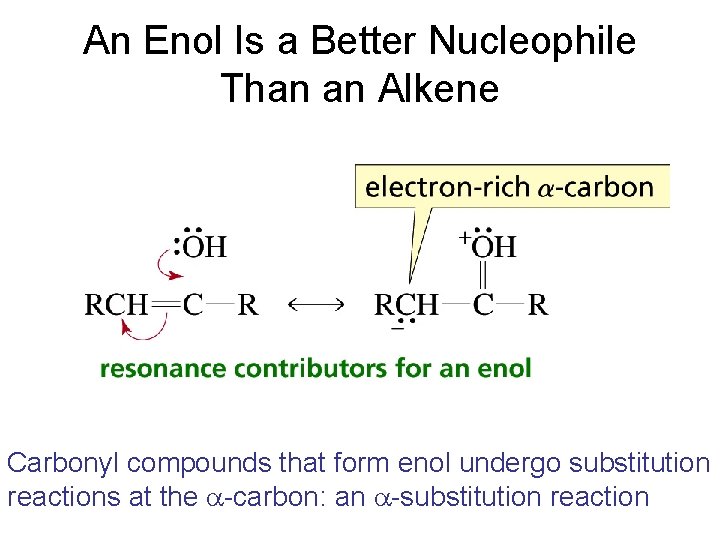 An Enol Is a Better Nucleophile Than an Alkene Carbonyl compounds that form enol
