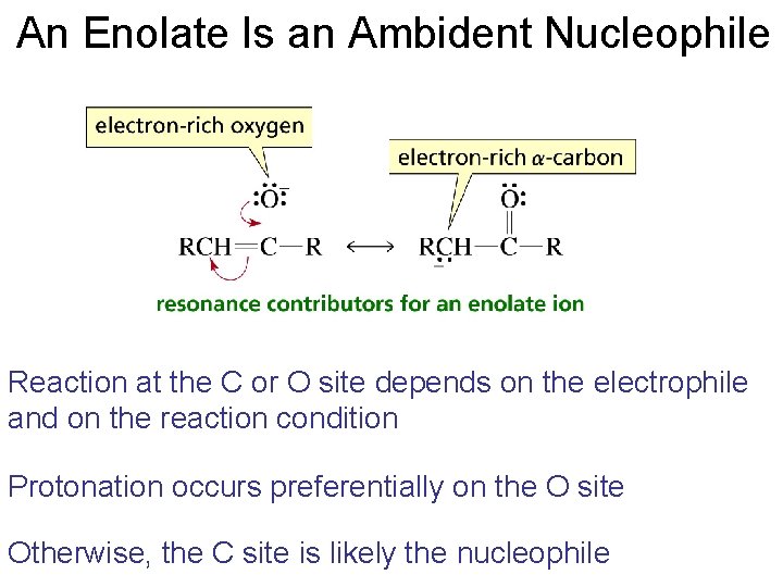 An Enolate Is an Ambident Nucleophile Reaction at the C or O site depends