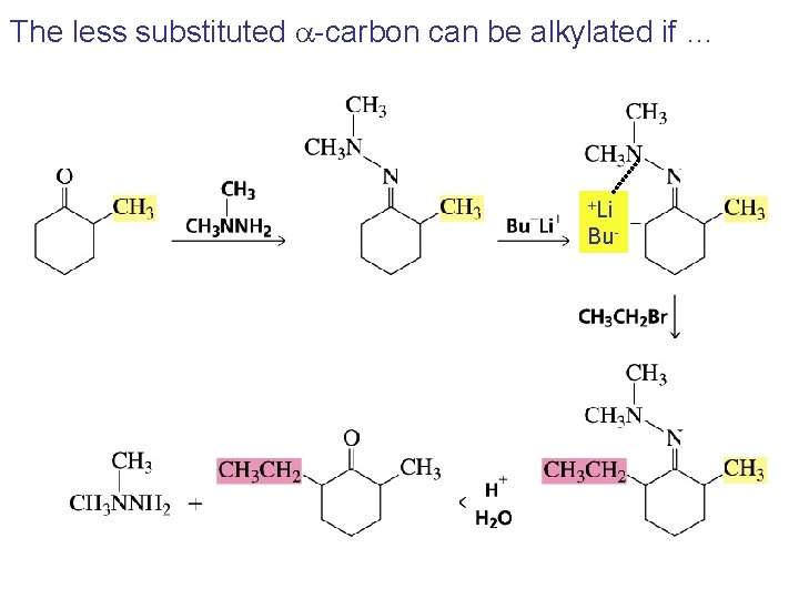 The less substituted a-carbon can be alkylated if … +Li Bu- 