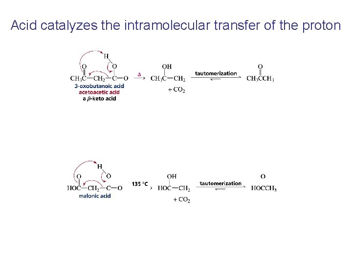Acid catalyzes the intramolecular transfer of the proton 