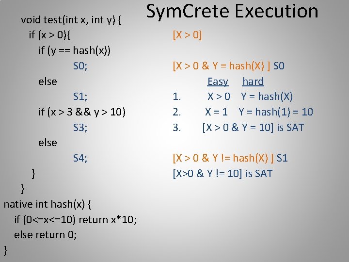 void test(int x, int y) { if (x > 0){ if (y == hash(x))