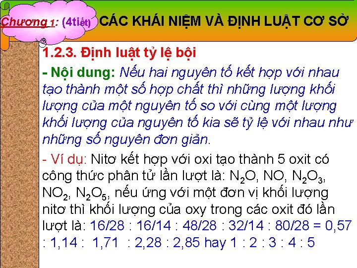 Chương 1: (4 tiết) CÁC KHÁI NIỆM VÀ ĐỊNH LUẬT CƠ SỞ 1. 2.