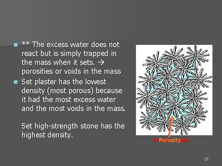 ** The excess water does not react but is simply trapped in the mass