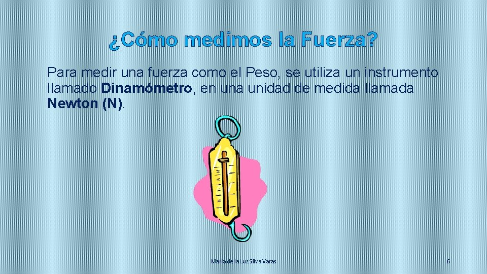 ¿Cómo medimos la Fuerza? Para medir una fuerza como el Peso, se utiliza un