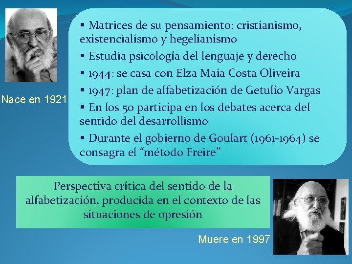 Nace en 1921 § Matrices de su pensamiento: cristianismo, existencialismo y hegelianismo § Estudia