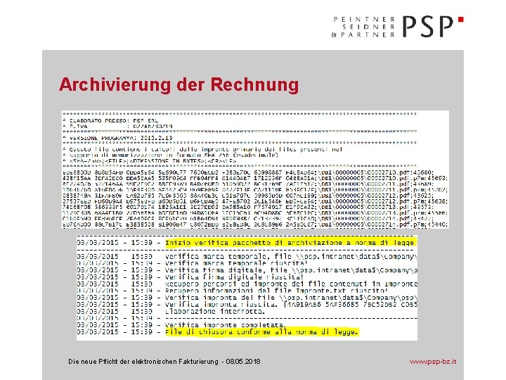 Archivierung der Rechnung Die neue Pflicht der elektronischen Fakturierung - 08. 05. 2018 www.