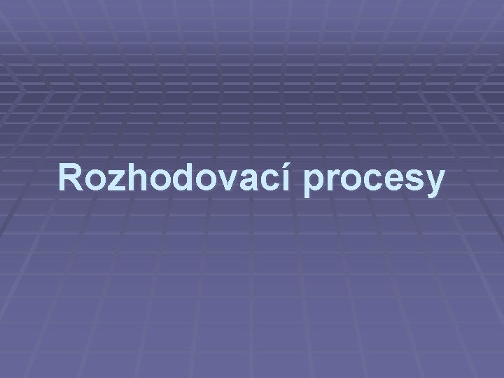 Rozhodovací procesy 