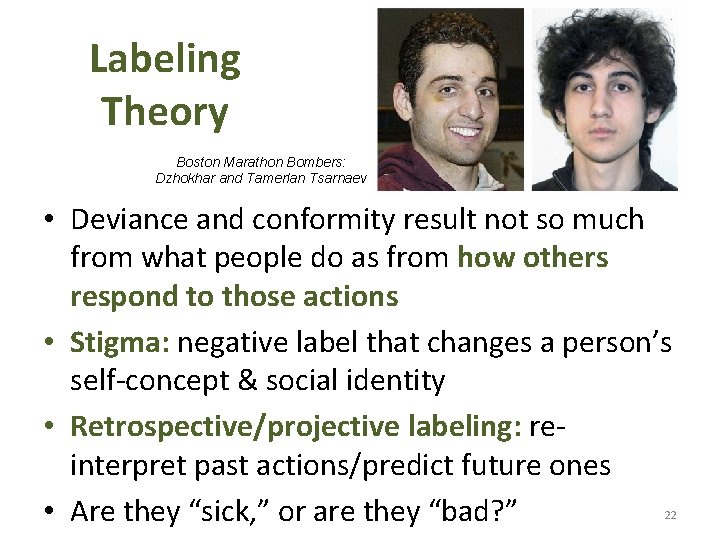 Labeling Theory Boston Marathon Bombers: Dzhokhar and Tamerlan Tsarnaev • Deviance and conformity result