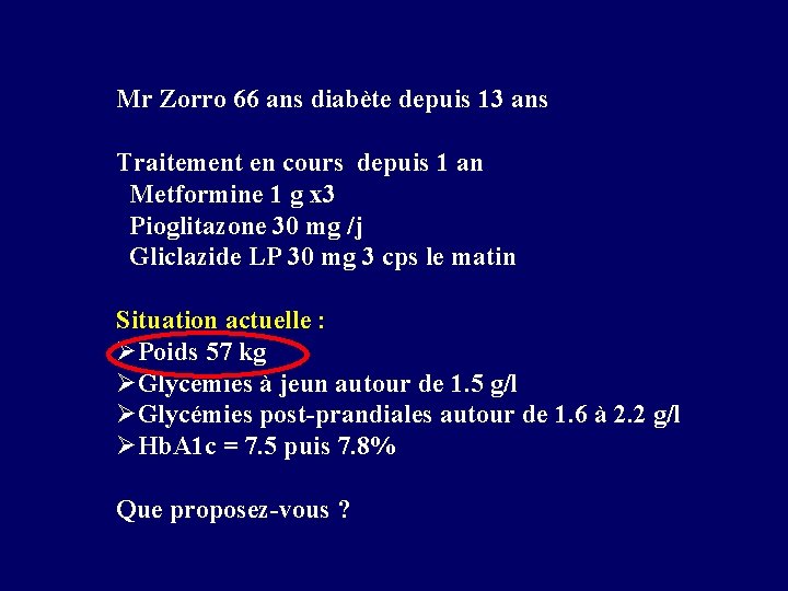 Mr Zorro 66 ans diabète depuis 13 ans Traitement en cours depuis 1 an