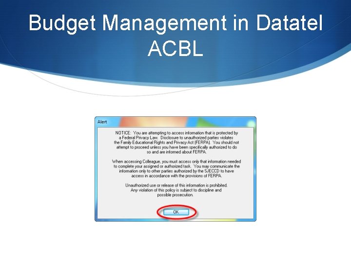 Budget Management in Datatel ACBL 