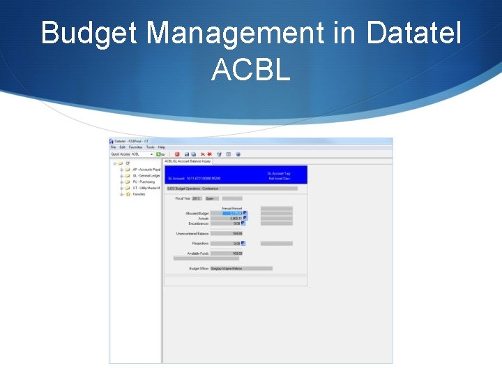 Budget Management in Datatel ACBL 