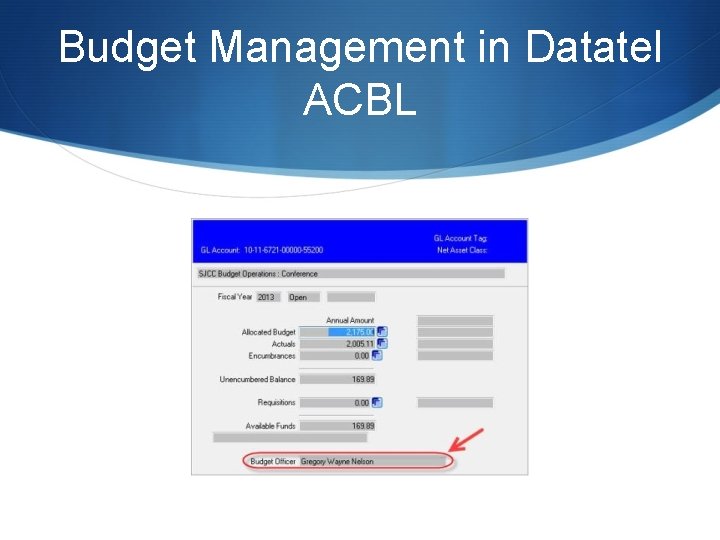 Budget Management in Datatel ACBL 