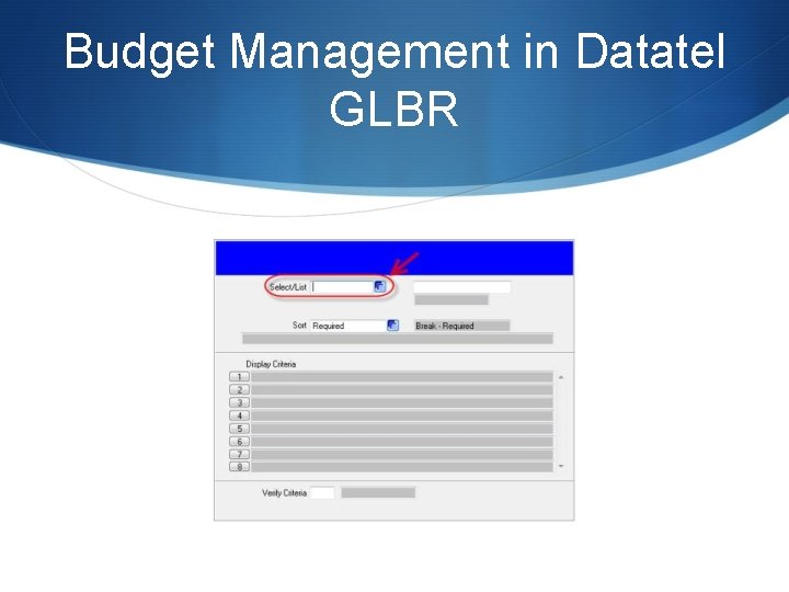 Budget Management in Datatel GLBR 