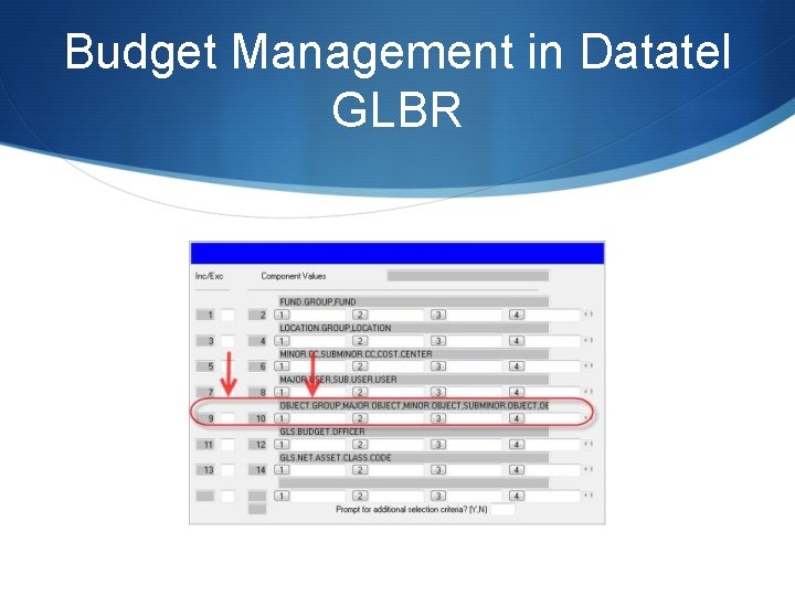 Budget Management in Datatel GLBR 
