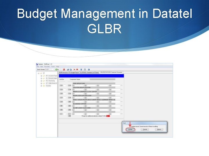 Budget Management in Datatel GLBR 