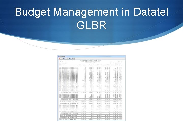 Budget Management in Datatel GLBR 