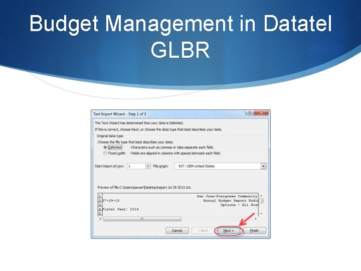 Budget Management in Datatel GLBR 