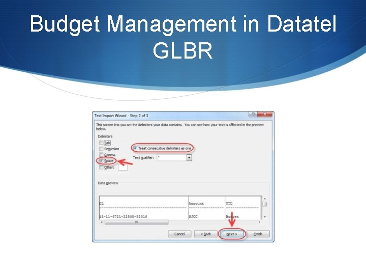 Budget Management in Datatel GLBR 