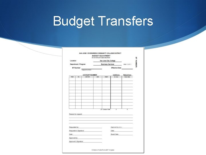 Budget Transfers 
