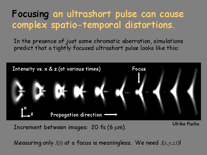 Focusing an ultrashort pulse can cause complex spatio-temporal distortions. In the presence of just