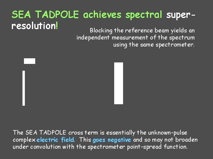 SEA TADPOLE achieves spectral superresolution! Blocking the reference beam yields an independent measurement of