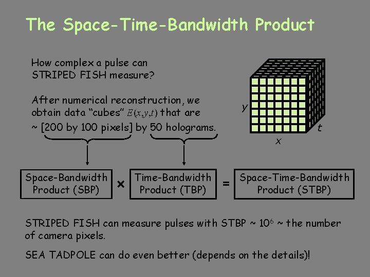 The Space-Time-Bandwidth Product How complex a pulse can STRIPED FISH measure? After numerical reconstruction,