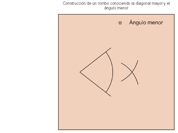 Construcción de un rombo conociendo la diagonal mayor y el ángulo menor 