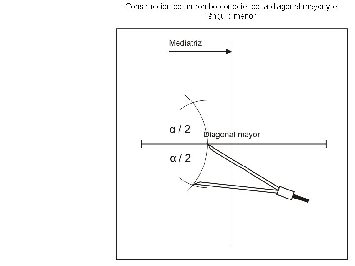 Construcción de un rombo conociendo la diagonal mayor y el ángulo menor 