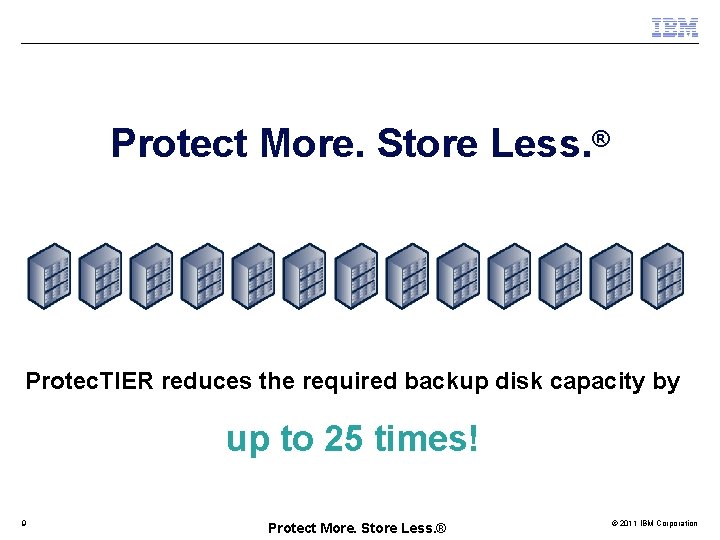 Protect More. Store Less. ® Protec. TIER reduces the required backup disk capacity by