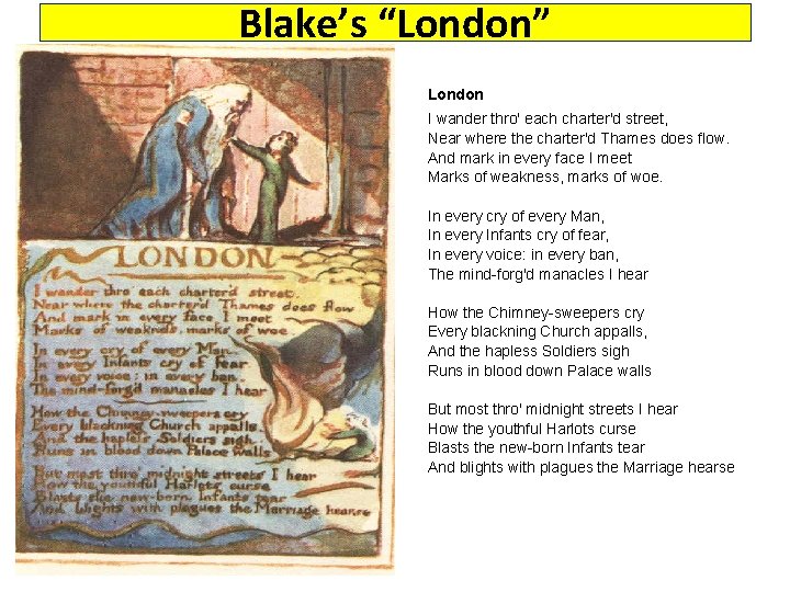 Blake’s “London” London I wander thro' each charter'd street, Near where the charter'd Thames
