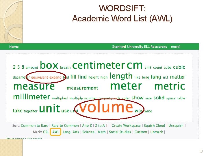 WORDSIFT: Academic Word List (AWL) 13 WORDSIFT: Academic Word List (AWL) 13
