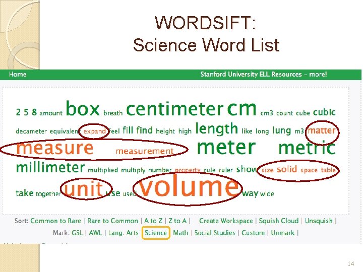 WORDSIFT: Science Word List 14 WORDSIFT: Science Word List 14