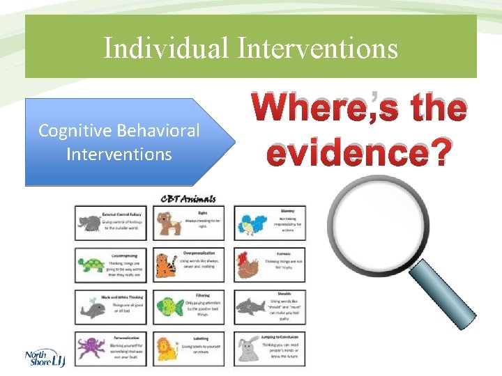 Individual Interventions Cognitive Behavioral Interventions Where’s the evidence? 