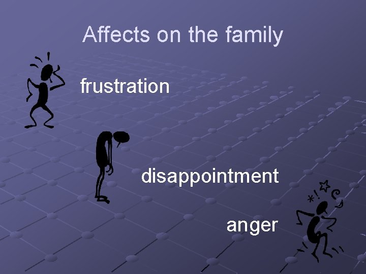 Affects on the family frustration disappointment anger 